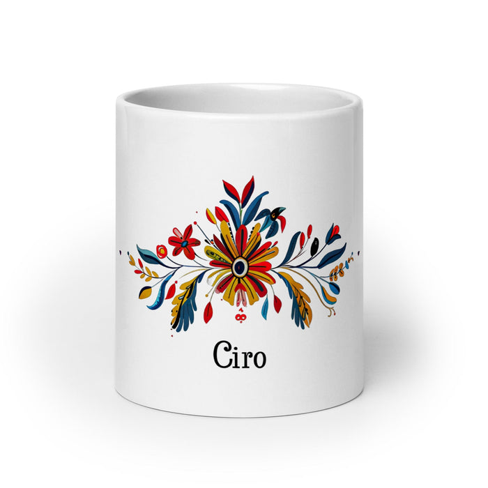 Ciro Exclusive Name Art Piece Home Office Work Coffee Mug Mexican Spanish Pride Gift Cup One-Of-A-Kind Calligraphy White Glossy Mug | C17 Mexicada