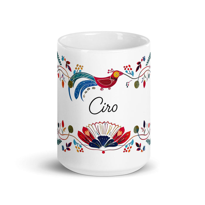 Ciro Exclusive Name Art Piece Home Office Work Coffee Mug Mexican Spanish Pride Gift Cup One-Of-A-Kind Calligraphy White Glossy Mug | C18 Mexicada