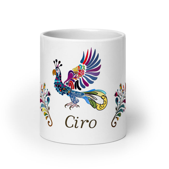 Ciro Exclusive Name Art Piece Home Office Work Coffee Mug Mexican Spanish Pride Gift Cup One-Of-A-Kind Calligraphy White Glossy Mug | C2 Mexicada