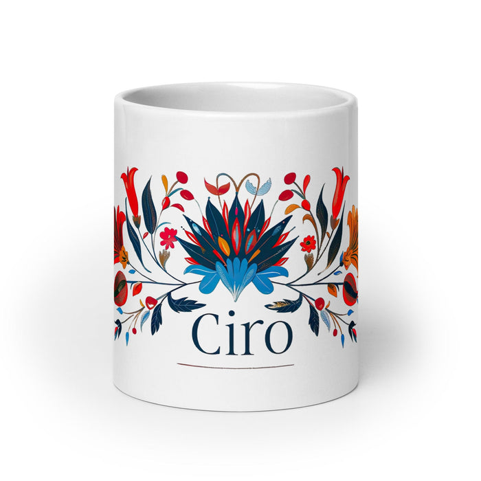 Ciro Exclusive Name Art Piece Home Office Work Coffee Mug Mexican Spanish Pride Gift Cup One-Of-A-Kind Calligraphy White Glossy Mug | C20 Mexicada