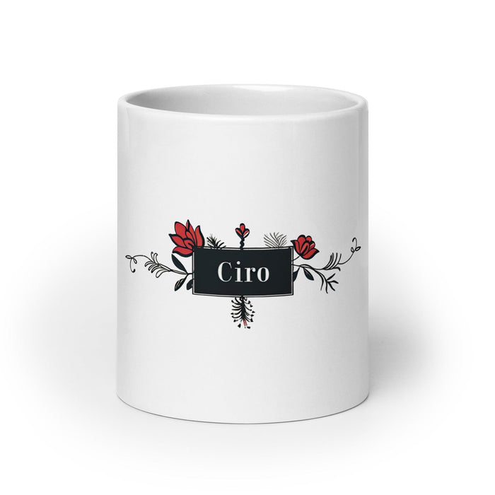 Ciro Exclusive Name Art Piece Home Office Work Coffee Mug Mexican Spanish Pride Gift Cup One-Of-A-Kind Calligraphy White Glossy Mug | C24 Mexicada