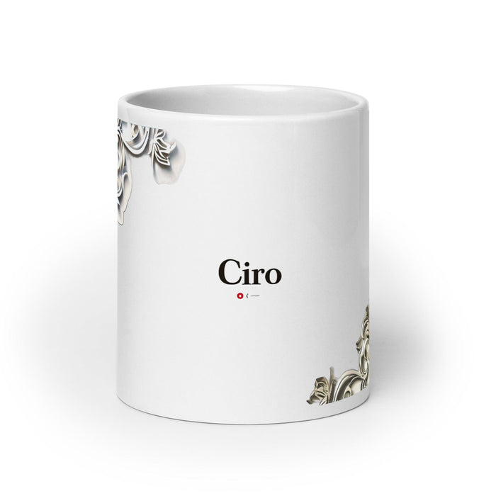 Ciro Exclusive Name Art Piece Home Office Work Coffee Mug Mexican Spanish Pride Gift Cup One-Of-A-Kind Calligraphy White Glossy Mug | C3 Mexicada