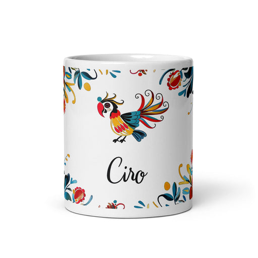 Ciro Exclusive Name Art Piece Home Office Work Coffee Mug Mexican Spanish Pride Gift Cup One-Of-A-Kind Calligraphy White Glossy Mug | C4 Mexicada