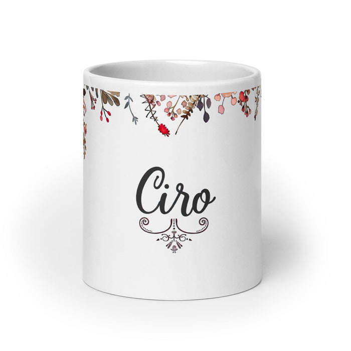 Ciro Exclusive Name Art Piece Home Office Work Coffee Mug Mexican Spanish Pride Gift Cup One-Of-A-Kind Calligraphy White Glossy Mug | C5 Mexicada