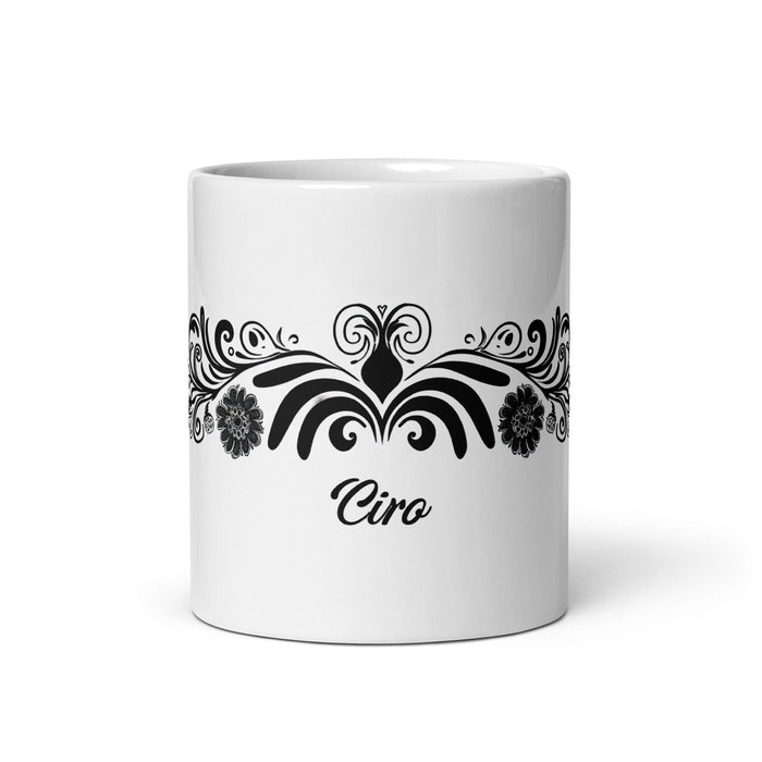 Ciro Exclusive Name Art Piece Home Office Work Coffee Mug Mexican Spanish Pride Gift Cup One-Of-A-Kind Calligraphy White Glossy Mug | C6 Mexicada