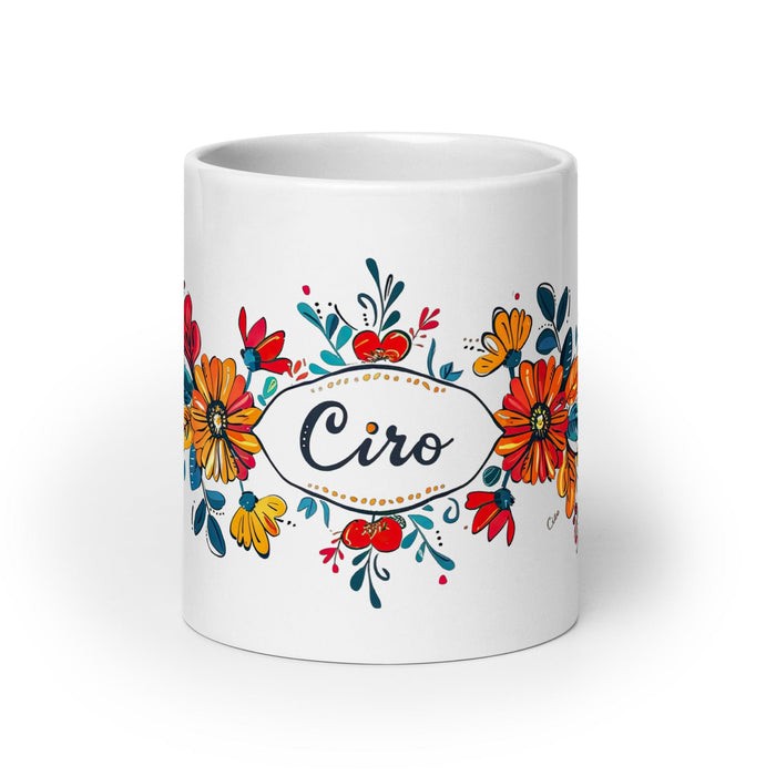 Ciro Exclusive Name Art Piece Home Office Work Coffee Mug Mexican Spanish Pride Gift Cup One-Of-A-Kind Calligraphy White Glossy Mug | C8 Mexicada