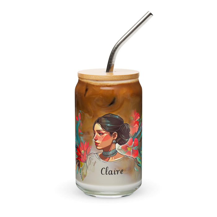 Claire Exclusive Name Art Piece Can-Shaped Glass Home Office Work Mexican Spanish Pride Gift Cup One-Of-A-Kind Calligraphy Glass | C1 Mexicada