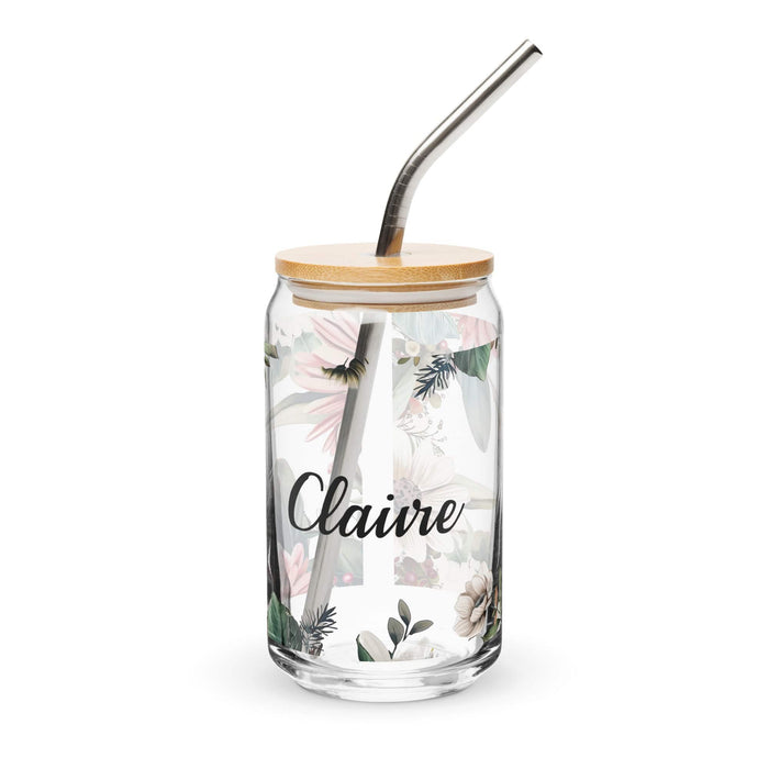 Claire Exclusive Name Art Piece Can-Shaped Glass Home Office Work Mexican Spanish Pride Gift Cup One-Of-A-Kind Calligraphy Glass | C10 Mexicada 16 oz With Lid & Straw