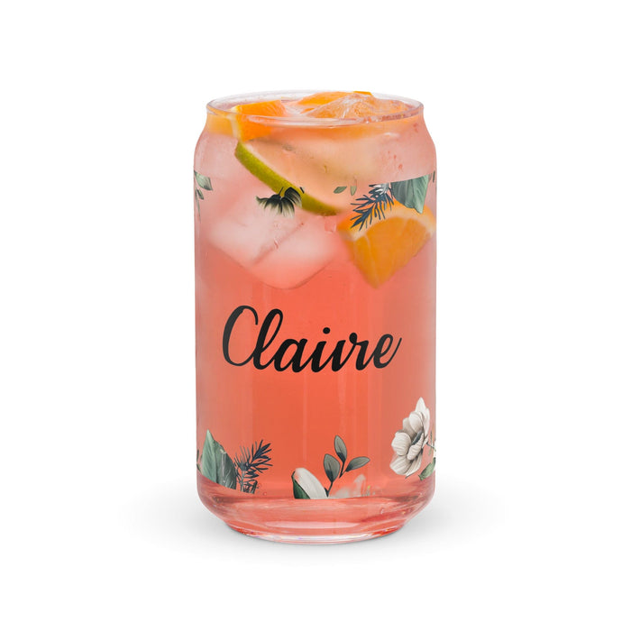 Claire Exclusive Name Art Piece Can-Shaped Glass Home Office Work Mexican Spanish Pride Gift Cup One-Of-A-Kind Calligraphy Glass | C10 Mexicada