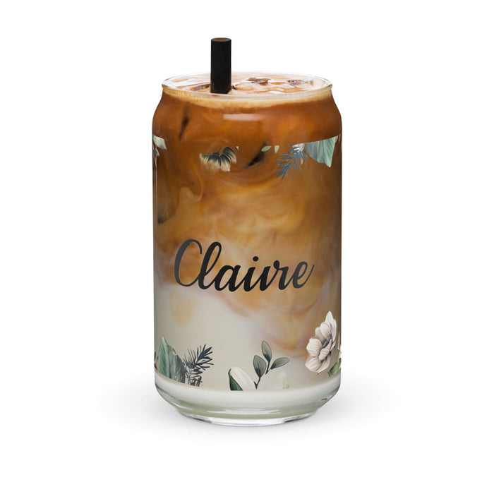 Claire Exclusive Name Art Piece Can-Shaped Glass Home Office Work Mexican Spanish Pride Gift Cup One-Of-A-Kind Calligraphy Glass | C10 Mexicada