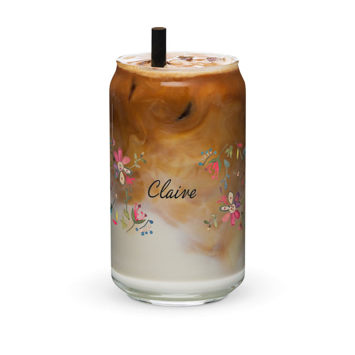 Claire Exclusive Name Art Piece Can-Shaped Glass Home Office Work Mexican Spanish Pride Gift Cup One-Of-A-Kind Calligraphy Glass | C11 Mexicada