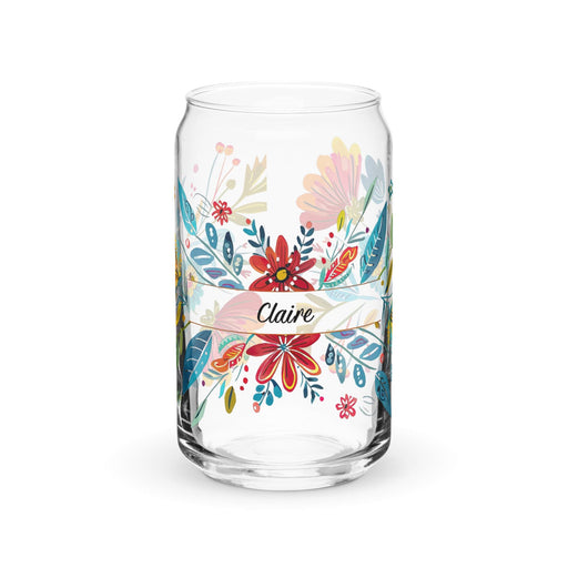 Claire Exclusive Name Art Piece Can-Shaped Glass Home Office Work Mexican Spanish Pride Gift Cup One-Of-A-Kind Calligraphy Glass | C12 Mexicada 16 oz