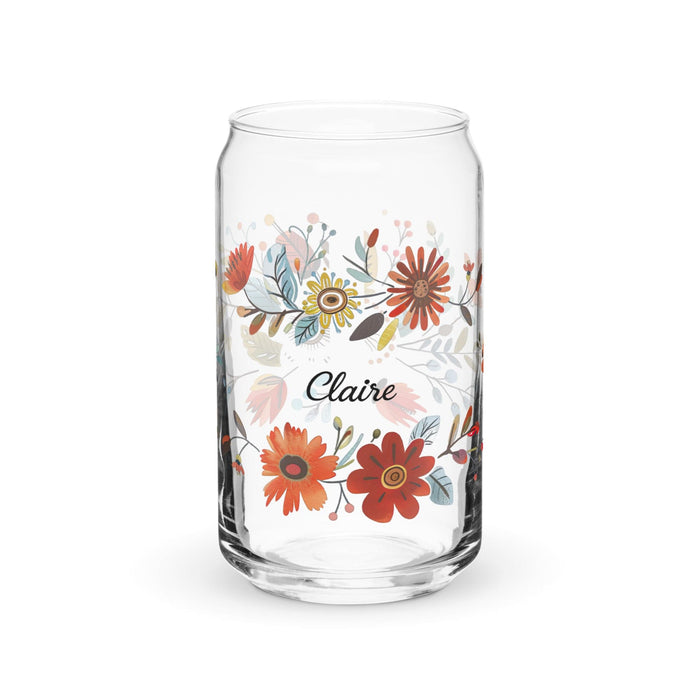 Claire Exclusive Name Art Piece Can-Shaped Glass Home Office Work Mexican Spanish Pride Gift Cup One-Of-A-Kind Calligraphy Glass | C13 Mexicada 16 oz (No Lid No Straw)