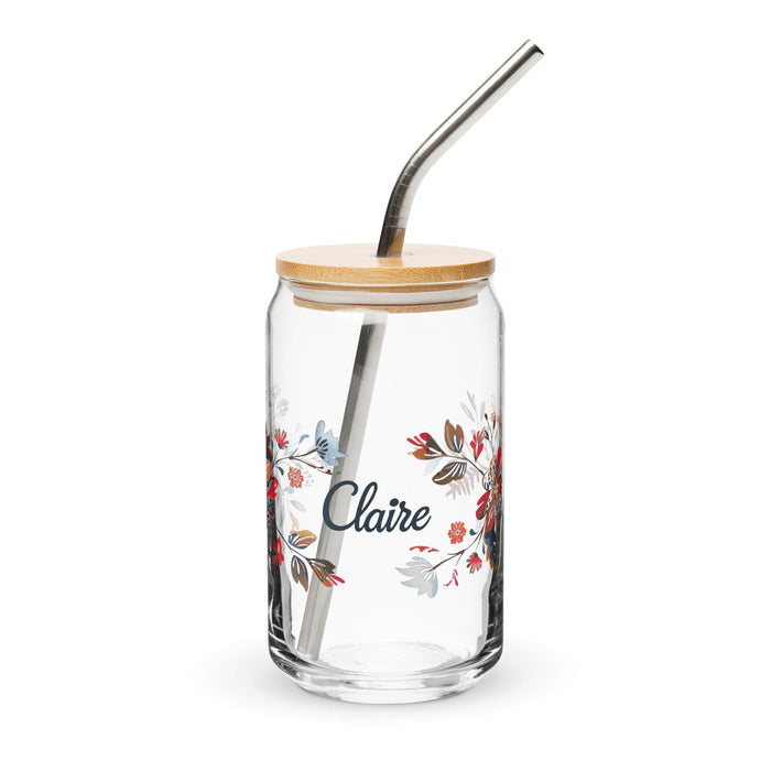 Claire Exclusive Name Art Piece Can-Shaped Glass Home Office Work Mexican Spanish Pride Gift Cup One-Of-A-Kind Calligraphy Glass | C14 Mexicada 16 oz With Lid & Straw