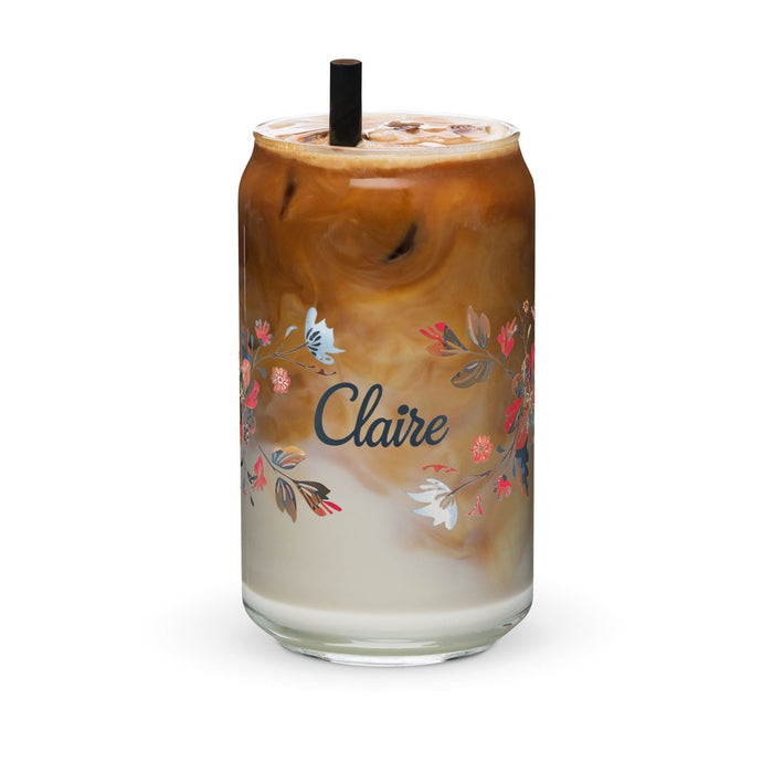 Claire Exclusive Name Art Piece Can-Shaped Glass Home Office Work Mexican Spanish Pride Gift Cup One-Of-A-Kind Calligraphy Glass | C14 Mexicada