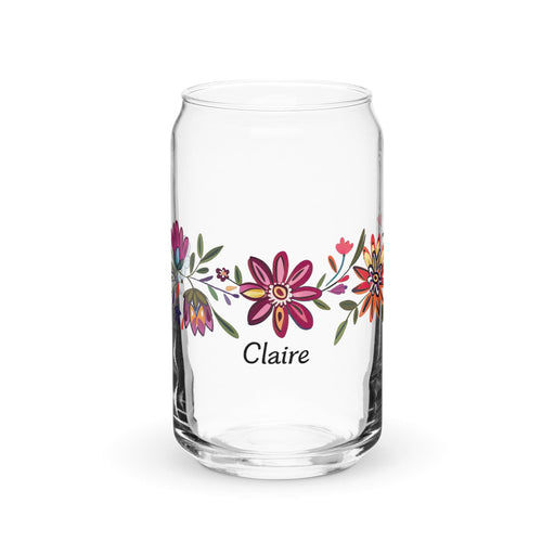 Claire Exclusive Name Art Piece Can-Shaped Glass Home Office Work Mexican Spanish Pride Gift Cup One-Of-A-Kind Calligraphy Glass | C15 Mexicada 16 oz