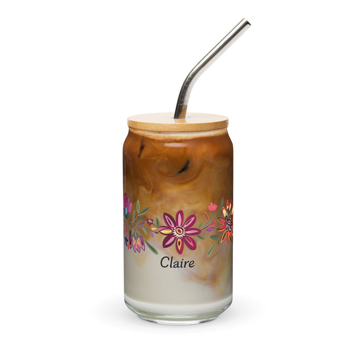 Claire Exclusive Name Art Piece Can-Shaped Glass Home Office Work Mexican Spanish Pride Gift Cup One-Of-A-Kind Calligraphy Glass | C15 Mexicada