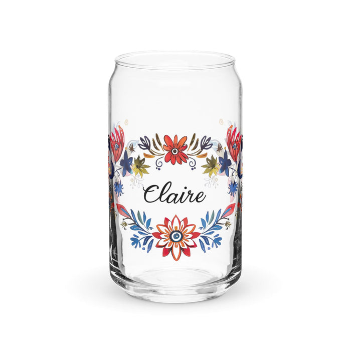 Claire Exclusive Name Art Piece Can-Shaped Glass Home Office Work Mexican Spanish Pride Gift Cup One-Of-A-Kind Calligraphy Glass | C17 Mexicada 16 oz