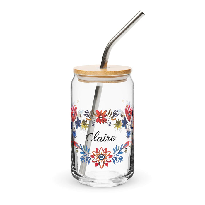 Claire Exclusive Name Art Piece Can-Shaped Glass Home Office Work Mexican Spanish Pride Gift Cup One-Of-A-Kind Calligraphy Glass | C17 Mexicada 16 oz With Lid & Straw