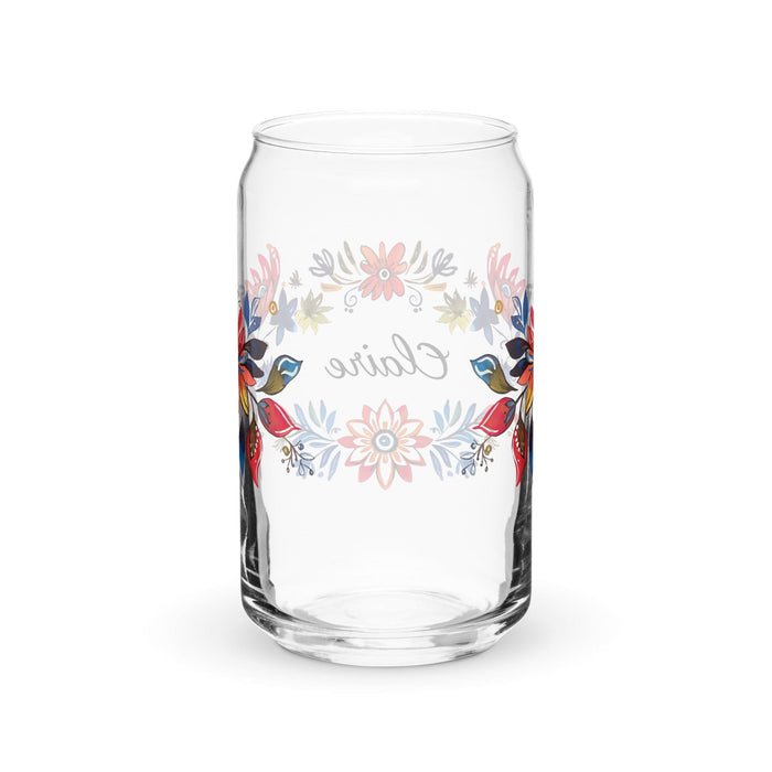 Claire Exclusive Name Art Piece Can-Shaped Glass Home Office Work Mexican Spanish Pride Gift Cup One-Of-A-Kind Calligraphy Glass | C17 Mexicada