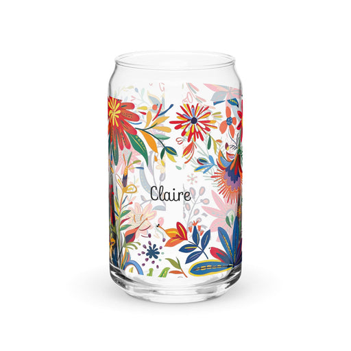 Claire Exclusive Name Art Piece Can-Shaped Glass Home Office Work Mexican Spanish Pride Gift Cup One-Of-A-Kind Calligraphy Glass | C18 Mexicada 16 oz (No Lid No Straw)