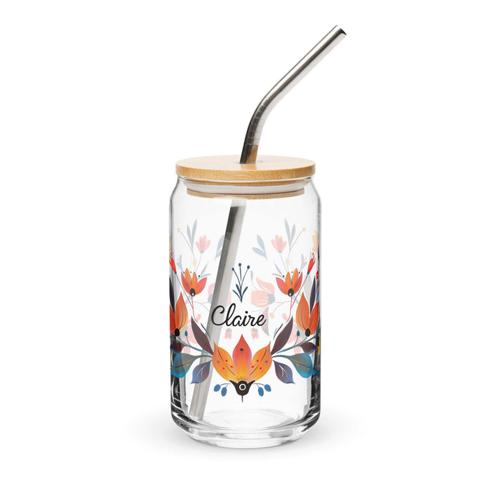 Claire Exclusive Name Art Piece Can-Shaped Glass Home Office Work Mexican Spanish Pride Gift Cup One-Of-A-Kind Calligraphy Glass | C19 Mexicada 16 oz With Lid & Straw