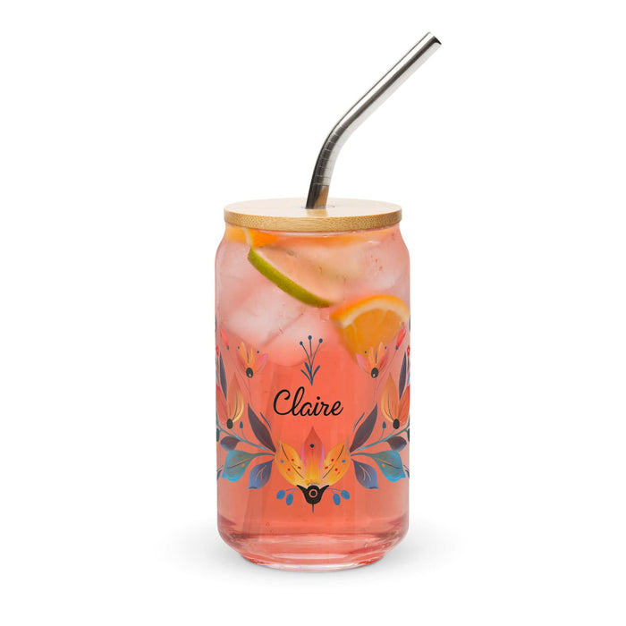 Claire Exclusive Name Art Piece Can-Shaped Glass Home Office Work Mexican Spanish Pride Gift Cup One-Of-A-Kind Calligraphy Glass | C19 Mexicada