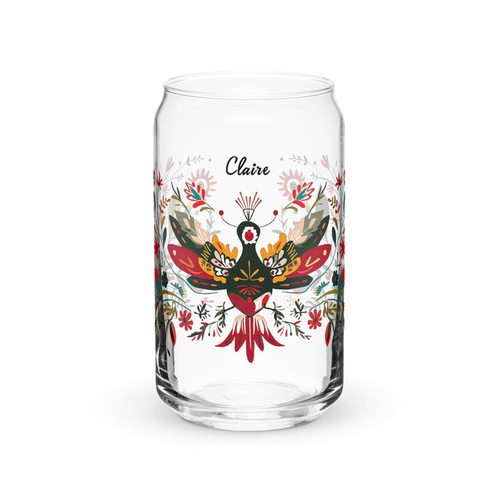 Claire Exclusive Name Art Piece Can-Shaped Glass Home Office Work Mexican Spanish Pride Gift Cup One-Of-A-Kind Calligraphy Glass | C2 Mexicada 16 oz