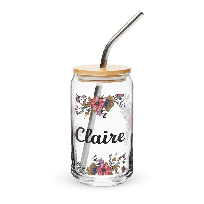 Claire Exclusive Name Art Piece Can-Shaped Glass Home Office Work Mexican Spanish Pride Gift Cup One-Of-A-Kind Calligraphy Glass | C20 Mexicada 16 oz With Lid & Straw