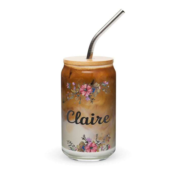 Claire Exclusive Name Art Piece Can-Shaped Glass Home Office Work Mexican Spanish Pride Gift Cup One-Of-A-Kind Calligraphy Glass | C20 Mexicada