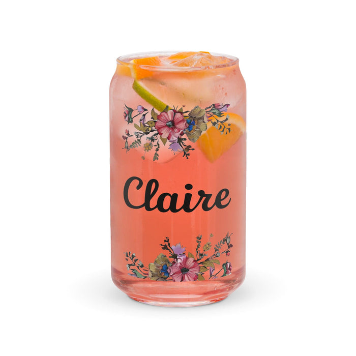 Claire Exclusive Name Art Piece Can-Shaped Glass Home Office Work Mexican Spanish Pride Gift Cup One-Of-A-Kind Calligraphy Glass | C20 Mexicada