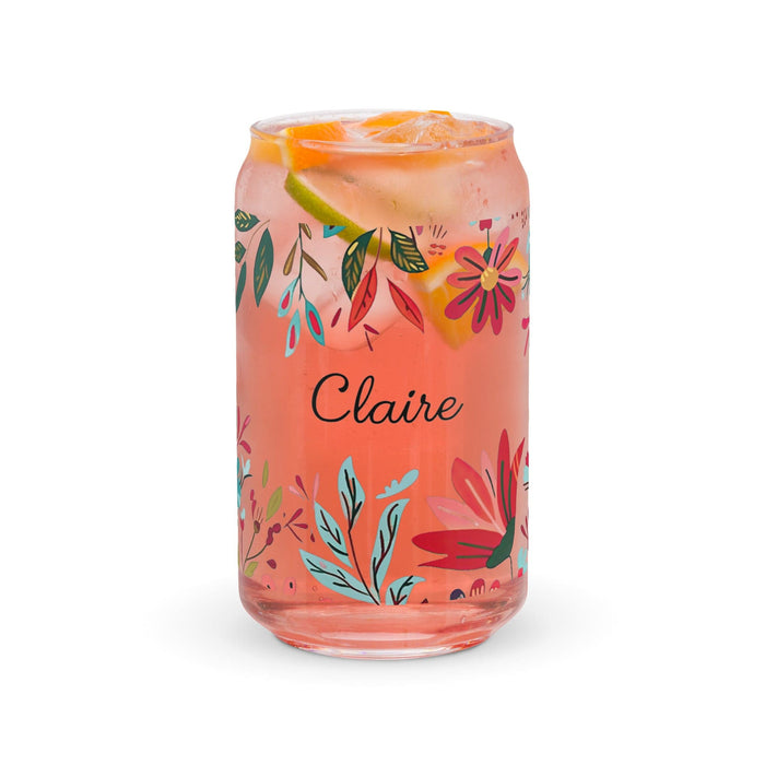 Claire Exclusive Name Art Piece Can-Shaped Glass Home Office Work Mexican Spanish Pride Gift Cup One-Of-A-Kind Calligraphy Glass | C23 Mexicada