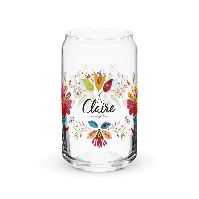 Claire Exclusive Name Art Piece Can-Shaped Glass Home Office Work Mexican Spanish Pride Gift Cup One-Of-A-Kind Calligraphy Glass | C24 Mexicada 16 oz