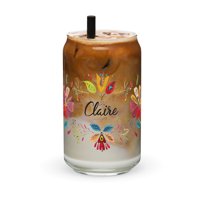 Claire Exclusive Name Art Piece Can-Shaped Glass Home Office Work Mexican Spanish Pride Gift Cup One-Of-A-Kind Calligraphy Glass | C24 Mexicada