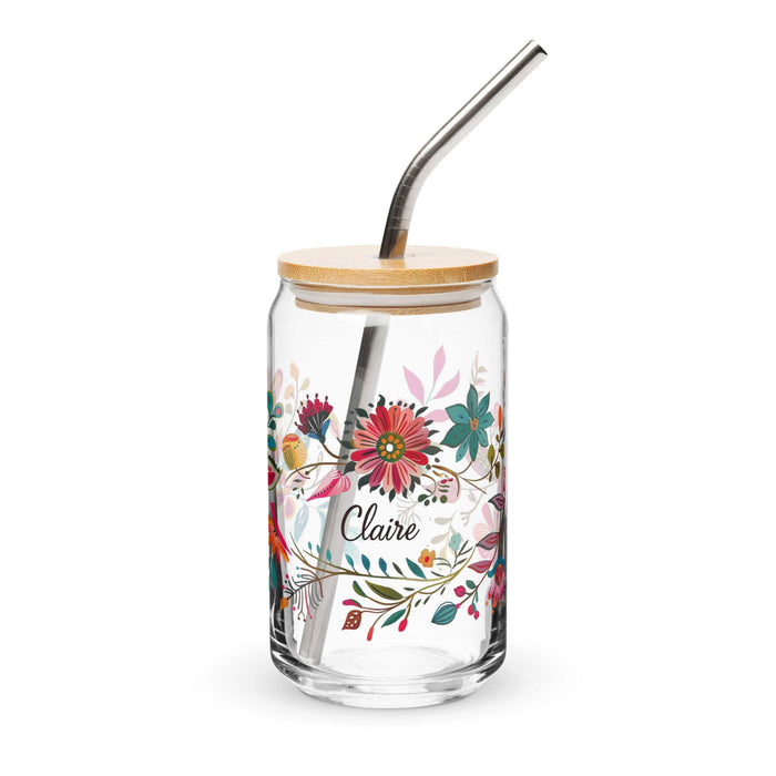 Claire Exclusive Name Art Piece Can-Shaped Glass Home Office Work Mexican Spanish Pride Gift Cup One-Of-A-Kind Calligraphy Glass | C25 Mexicada 16 oz With Lid & Straw