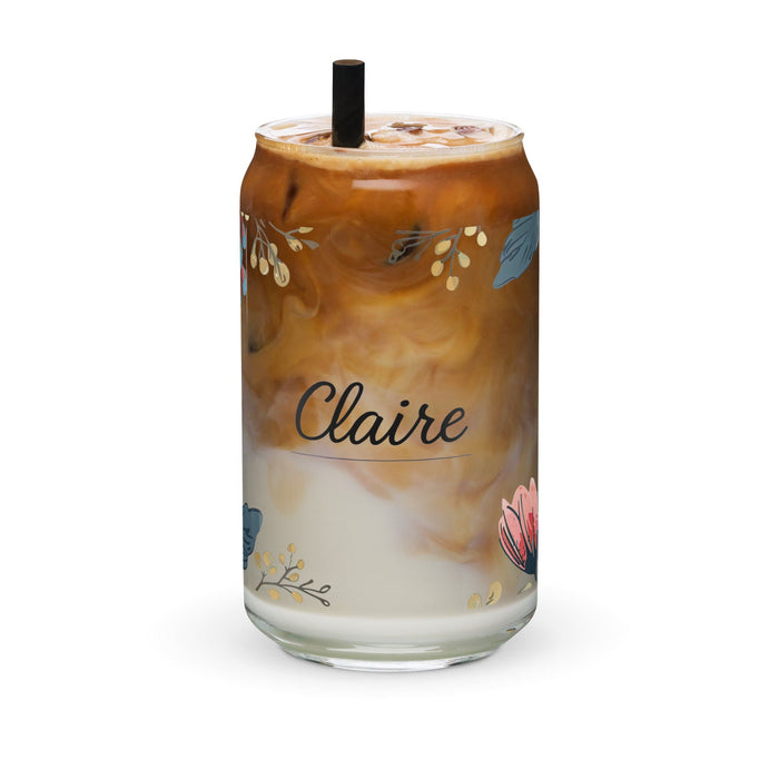 Claire Exclusive Name Art Piece Can-Shaped Glass Home Office Work Mexican Spanish Pride Gift Cup One-Of-A-Kind Calligraphy Glass | C28 Mexicada