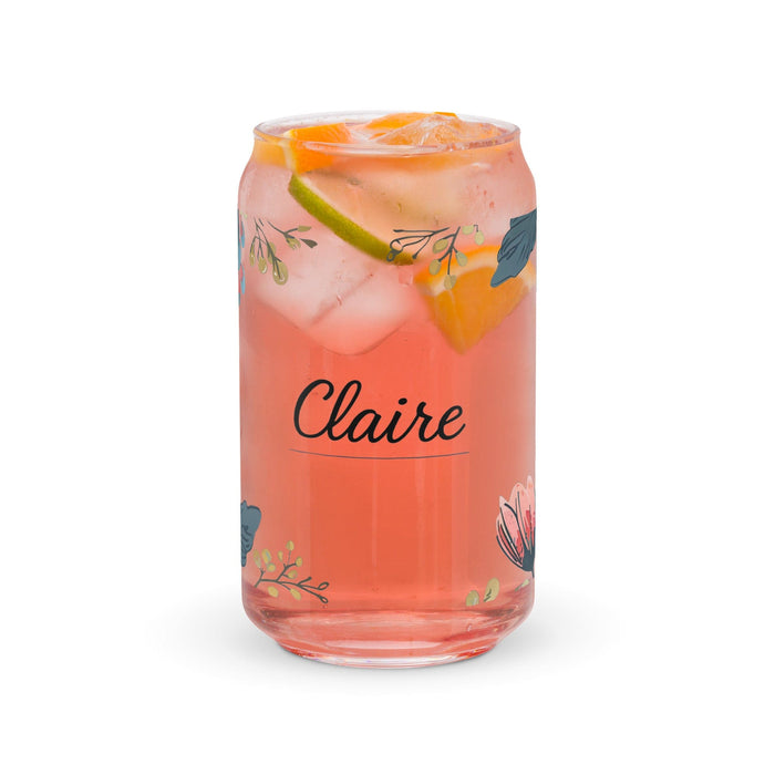 Claire Exclusive Name Art Piece Can-Shaped Glass Home Office Work Mexican Spanish Pride Gift Cup One-Of-A-Kind Calligraphy Glass | C28 Mexicada