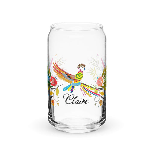 Claire Exclusive Name Art Piece Can-Shaped Glass Home Office Work Mexican Spanish Pride Gift Cup One-Of-A-Kind Calligraphy Glass | C29 Mexicada 16 oz (No Lid No Straw)