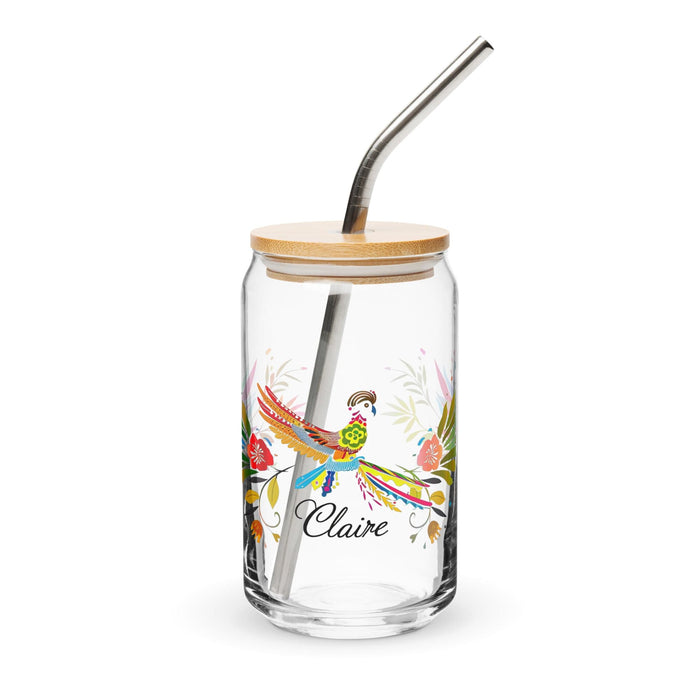 Claire Exclusive Name Art Piece Can-Shaped Glass Home Office Work Mexican Spanish Pride Gift Cup One-Of-A-Kind Calligraphy Glass | C29 Mexicada 16 oz With Lid & Straw