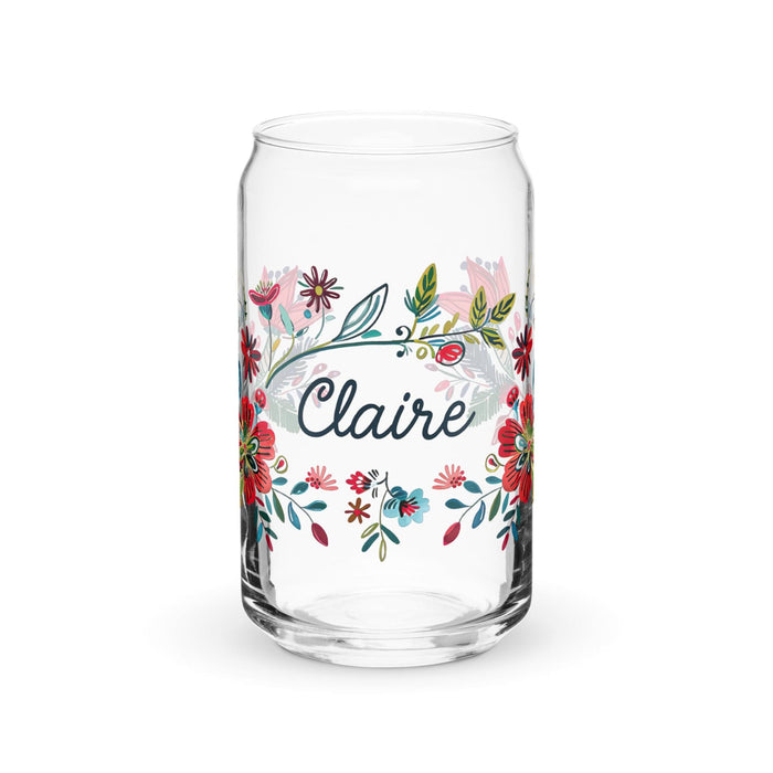 Claire Exclusive Name Art Piece Can-Shaped Glass Home Office Work Mexican Spanish Pride Gift Cup One-Of-A-Kind Calligraphy Glass | C3 Mexicada 16 oz (No Lid No Straw)