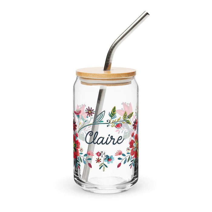 Claire Exclusive Name Art Piece Can-Shaped Glass Home Office Work Mexican Spanish Pride Gift Cup One-Of-A-Kind Calligraphy Glass | C3 Mexicada 16 oz With Lid & Straw