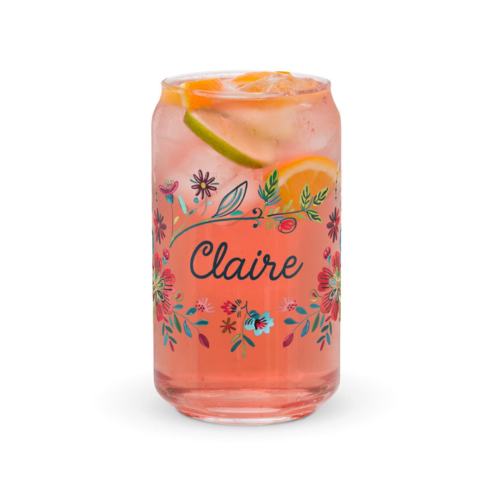 Claire Exclusive Name Art Piece Can-Shaped Glass Home Office Work Mexican Spanish Pride Gift Cup One-Of-A-Kind Calligraphy Glass | C3 Mexicada