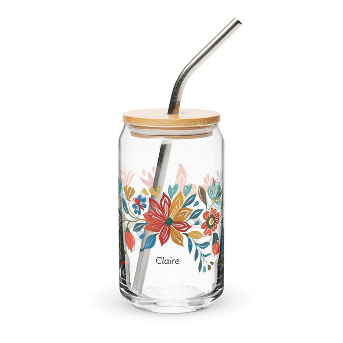 Claire Exclusive Name Art Piece Can-Shaped Glass Home Office Work Mexican Spanish Pride Gift Cup One-Of-A-Kind Calligraphy Glass | C32 Mexicada 16 oz With Lid & Straw