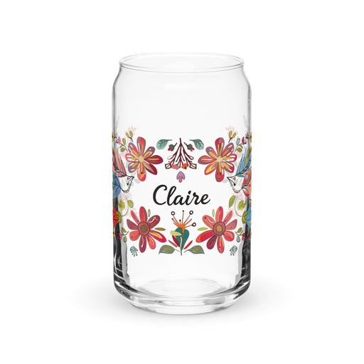 Claire Exclusive Name Art Piece Can-Shaped Glass Home Office Work Mexican Spanish Pride Gift Cup One-Of-A-Kind Calligraphy Glass | C4 Mexicada 16 oz