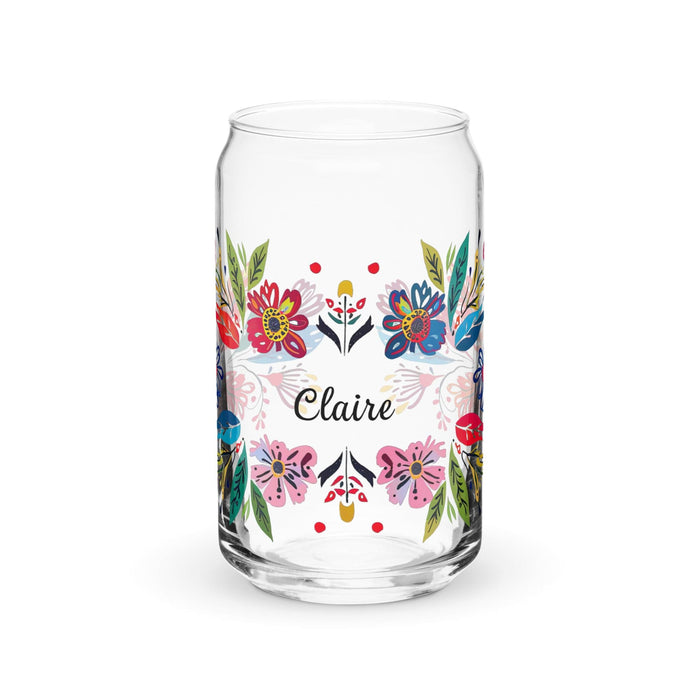 Claire Exclusive Name Art Piece Can-Shaped Glass Home Office Work Mexican Spanish Pride Gift Cup One-Of-A-Kind Calligraphy Glass | C6 Mexicada 16 oz