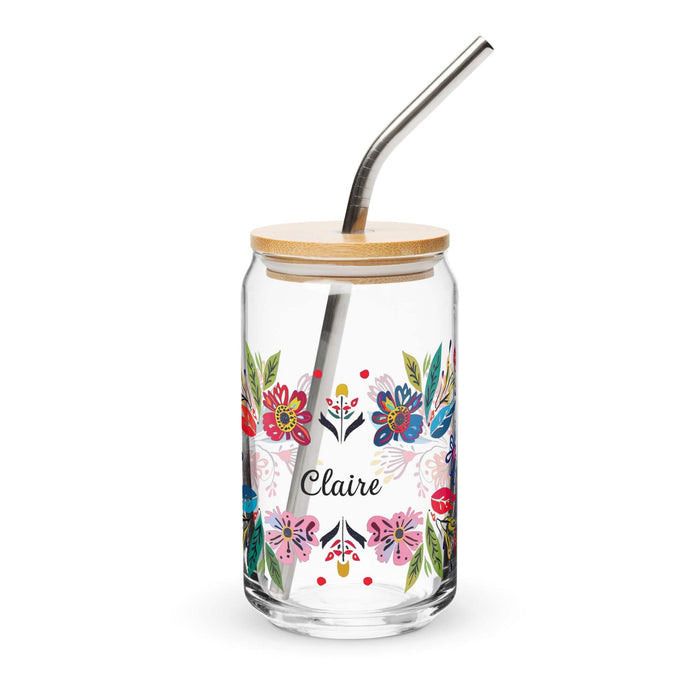 Claire Exclusive Name Art Piece Can-Shaped Glass Home Office Work Mexican Spanish Pride Gift Cup One-Of-A-Kind Calligraphy Glass | C6 Mexicada 16 oz With Lid & Straw