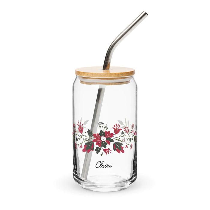 Claire Exclusive Name Art Piece Can-Shaped Glass Home Office Work Mexican Spanish Pride Gift Cup One-Of-A-Kind Calligraphy Glass | C7 Mexicada 16 oz With Lid & Straw