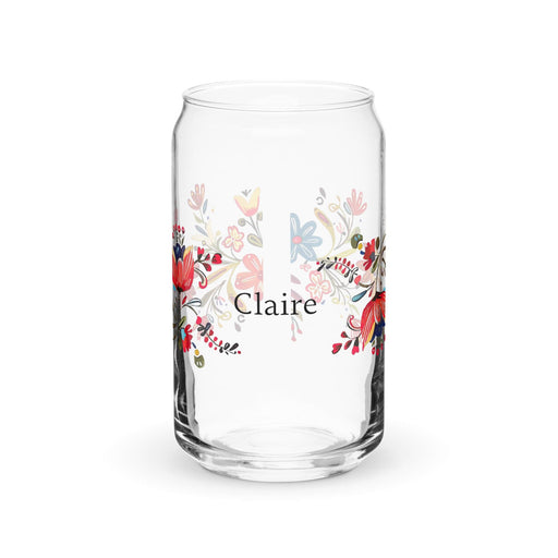 Claire Exclusive Name Art Piece Can-Shaped Glass Home Office Work Mexican Spanish Pride Gift Cup One-Of-A-Kind Calligraphy Glass | C8 Mexicada 16 oz