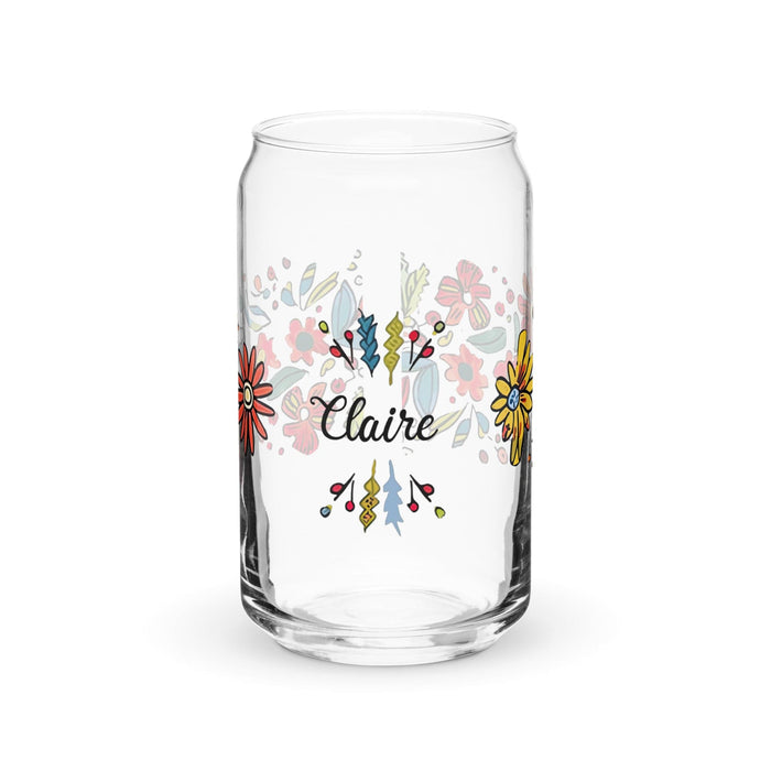 Claire Exclusive Name Art Piece Can-Shaped Glass Home Office Work Mexican Spanish Pride Gift Cup One-Of-A-Kind Calligraphy Glass | C9 Mexicada 16 oz