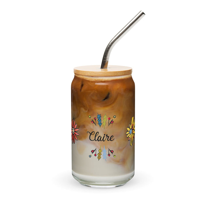 Claire Exclusive Name Art Piece Can-Shaped Glass Home Office Work Mexican Spanish Pride Gift Cup One-Of-A-Kind Calligraphy Glass | C9 Mexicada